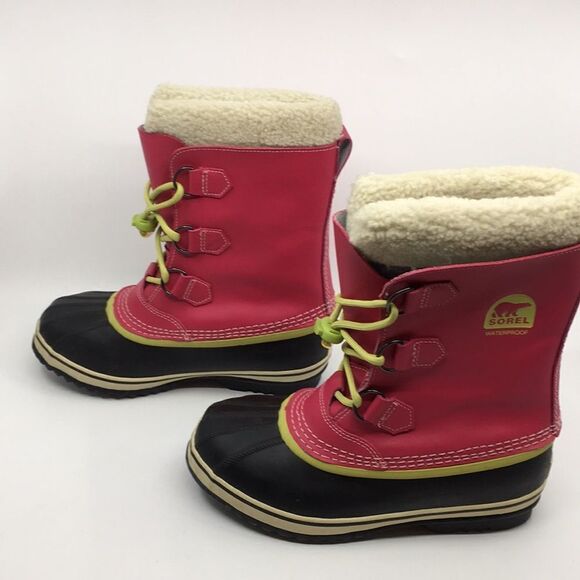 Sorel Yoot Pac Winter Snow Boot Size 5 Pink leather Waterproof faux Sherpa - Picture 14 of 16